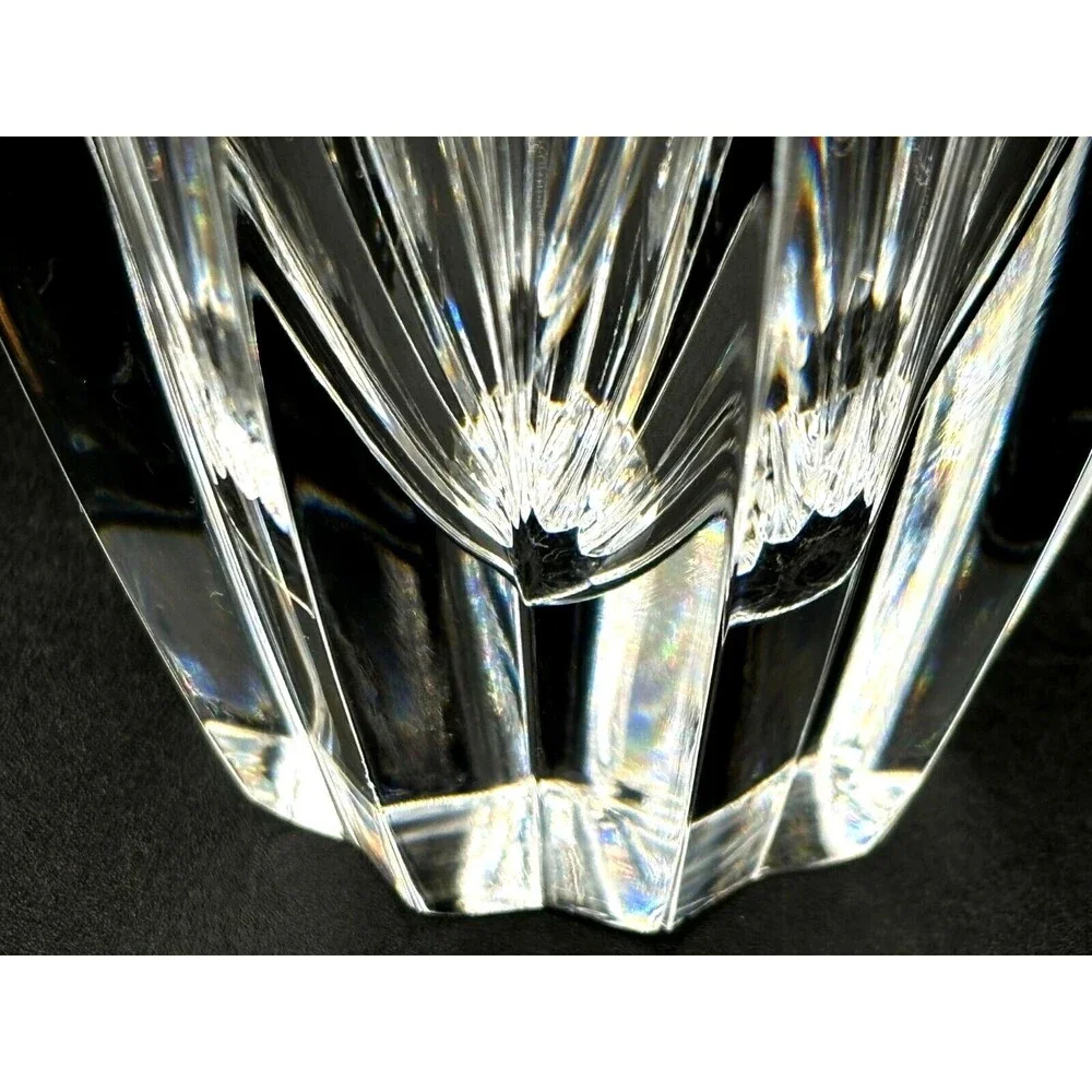 Vintage Orrefors Heavy Crystal Flower Vase Signed Made in Sweden 5.75” Gorgeous!